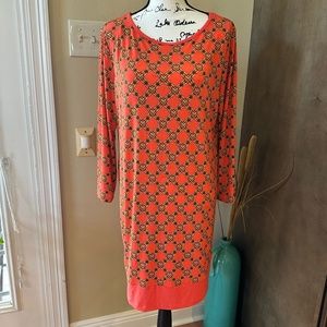 MICHAEL Michael Kors Orange Geometric Midi Dress